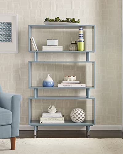 Target Marketing Systems Margo 3 Tier Bookshelf for Home Office, Study Room, Living Room, Bedroom, Entryway and Hallway, Contemporary Standing Shelf, 36”W x 59.5”H, Antique Blue