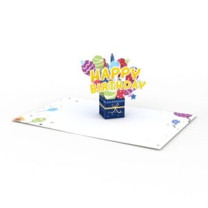 Lovepop Happy Birthday Balloon Box Paperpop® Card – Birthday Card – Handcrafted 3D Pop-Up Greeting Card – Birthday Card, 5 x 6.5”