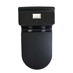 WinZo WZ5080B Modern One Piece Toilet Dual Flush 1.28 GPF Comfortable Elongated Taller Bowl Height 12” Rough-in, Matte Black