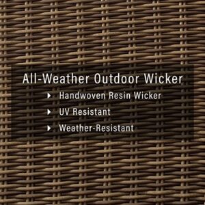 Crosley Furniture Bradenton 5-Piece Wicker Outdoor Sofa and Swivel Rocker Patio Furniture Set for Porch, Brown with Sand Cushions