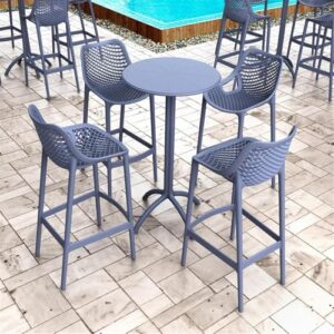 Home Square Patio Bar Stool in Dark Gray Finish - Set of 2