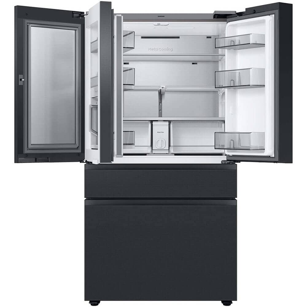 SAMSUNG RF23BB89008M 23 Cu. Ft. Bespoke Charcoal Glass Top/Matte Black Steel Bottom 4-Door Counter Depth French Door Sm