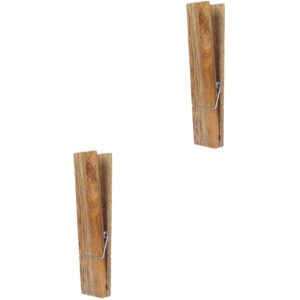 Cabilock 2pcs 12 Inches Jumbo Clothespins with Adhesive Wooden Clothespins Towel Holder Clothes Clips with Spring for Wall Bathroom Laundry Room Nursery Kitchen Decor