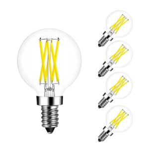 dimmable e12 candelabra base led edison bulb, g16.5 mini globe bulb 6w daylight 5000k 60watt equivalent 600lm for chandeliers,ceiling fan and vanity, 5 pack