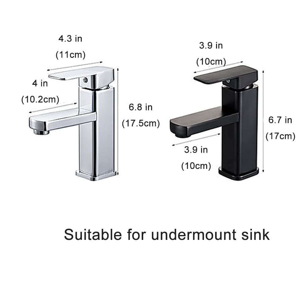 Bathroom Sink Faucets Single Hole,Pull Out Faucet Lacquered or Plated Surface,Basin Bath Tap Deck Mount Brass Faucet Vanity Faucet Includes Hose Drainage Accessories (Black, Short)