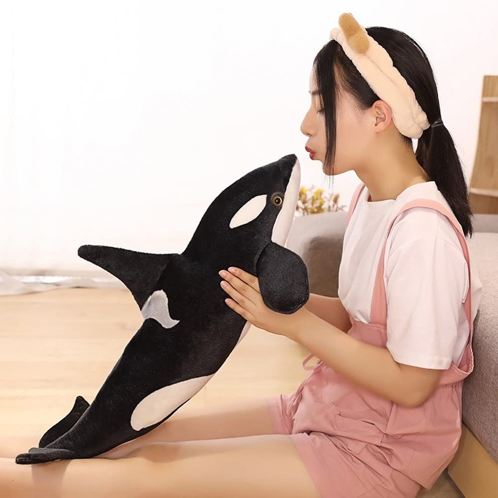 YUZHINUO Simulation Killer Whale Plush Toys Stuffed Orcinus Orca Fish Doll Shark Cartoon Soft Sleep Pillow Kids Girls Baby Funny Gift (19 inch)