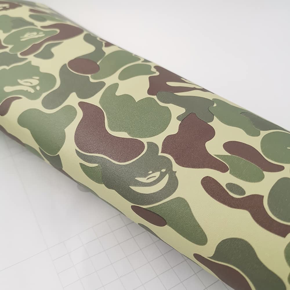 Self-Adhesive Vinyl Green Camouflage Contact Paper Peel and Stick Camouflage Wallpaper for Walls Cabinets Furniture Door Classroom Arts Crafts Removable 17.7x117 Inches