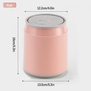 LtyTz Mini Countertop Trash Can , Waste Can with Press Type Lid, 1.8 L / 0.47 Gal Wastebasket Trash Can Dispenser, Mini Bin for Coffee Table, Bathroom Vanity Top (Pink)