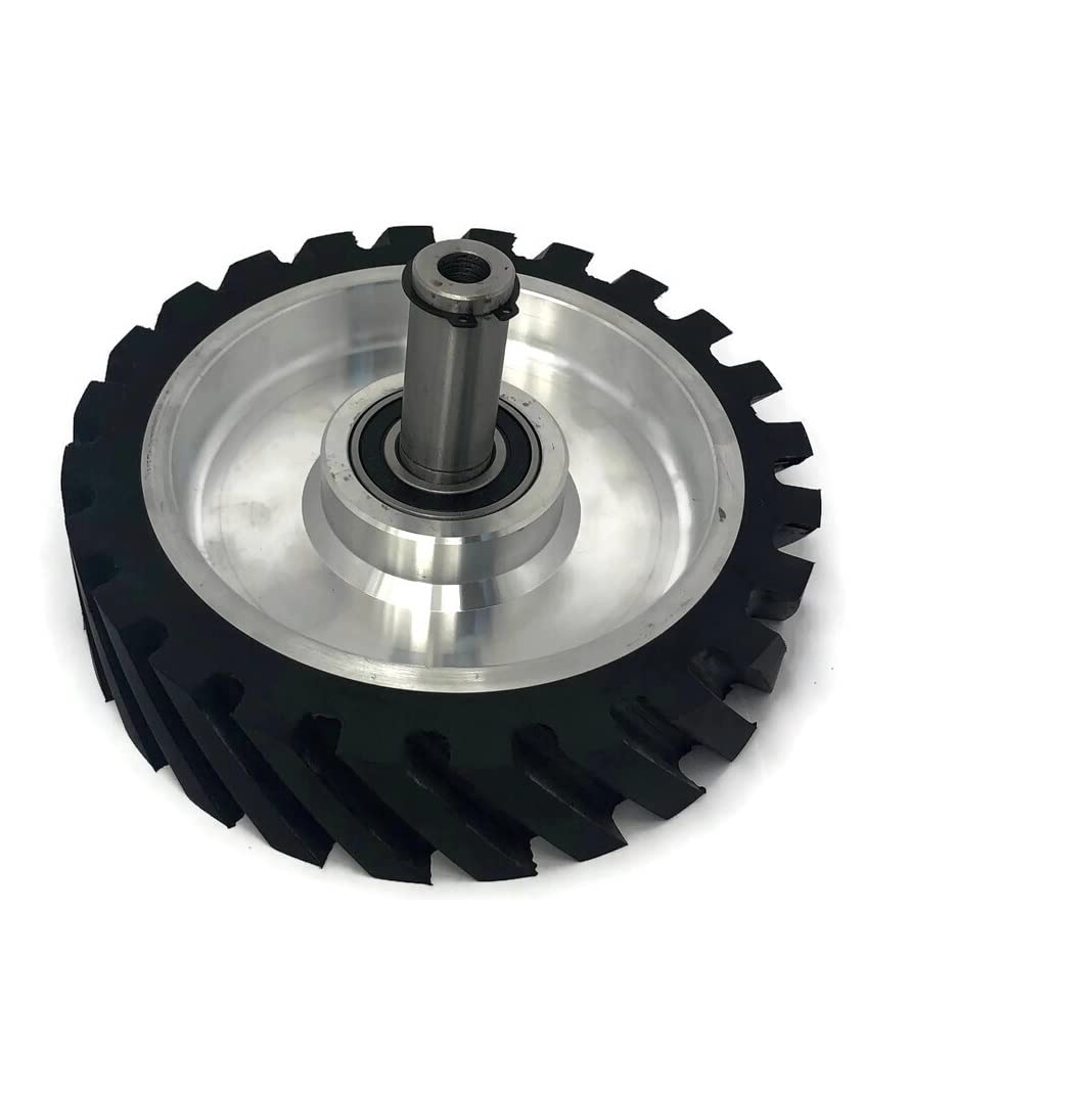 8 x 2" Belt Grinder Contact Wheel,Belt Sander Bearings Serrated Rubber Contact Wheels With 2 heavy Duty bearing 6205 RS