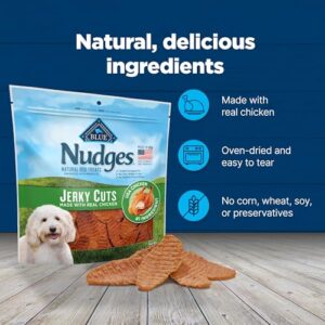 Blue Buffalo Nudges Jerky Cuts Dog Treats, Made in the USA with Natural Ingredients, Chicken, 10-oz Bag