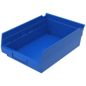 Akro-Mils 30150 Plastic Nesting Shelf Bin Box, (12-Inch x 8-Inch x 4-Inch), Blue, (12-Pack) & 30120 Plastic Nesting Shelf Bin Box, (12-Inch x 4-Inch x 4-Inch), Blue, (24-Pack)