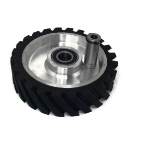 8 x 2" belt grinder contact wheel,belt sander bearings serrated rubber contact wheels with 2 heavy duty bearing 6205 rs