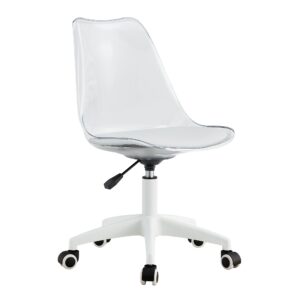 BAOPIN Home Office Desk Chair, Modern Computer Chair with Adjustable Height, Armless Acrylic Rolling Clear Chair with Wheels for Bedroom, Classroom, and Vanity Room (Clear)