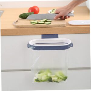 Garbage Bag Holder Trash Bag Hanging Bracket Waste Bin Hanger Organizer for Kitchen Cupboard Door Dark Blue