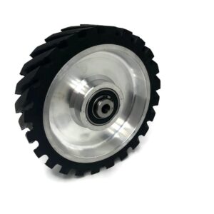 8 x 2" Belt Grinder Contact Wheel,Belt Sander Bearings Serrated Rubber Contact Wheels With 2 heavy Duty bearing 6205 RS