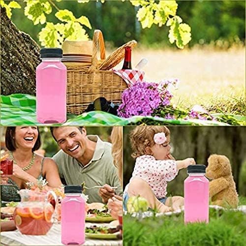 Goiio 5 Pcs 6 Ounce Plastic Juice Bottles, Clear Bulk Beverage Containers, for Smoothies, Juice Milk and Homemade Beverages