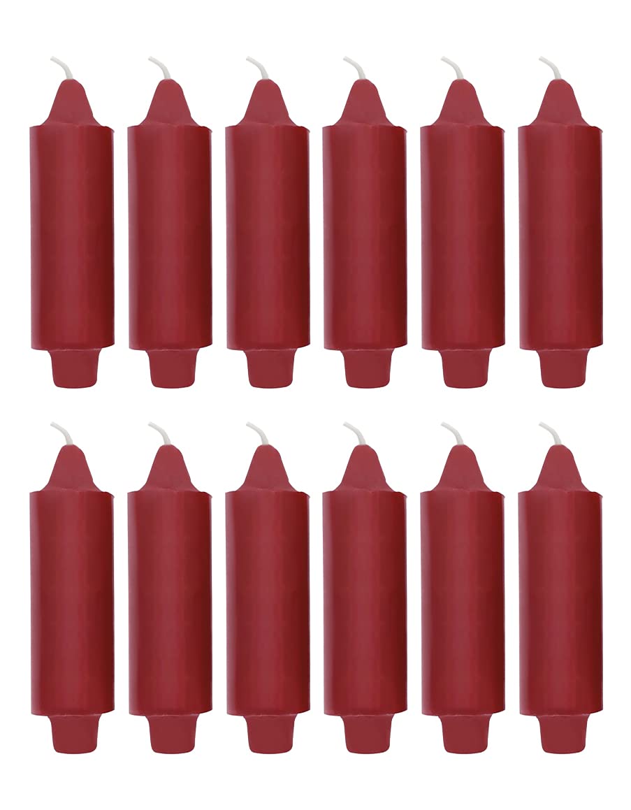 12 Pack Coach Candles Unscented 5" x 1½" with 7/8" Base to Fit Traditional Candle Holders Including The Booklet Candle Factoids Trivia & Safety Guidelines Made in The USA (Burgundy)