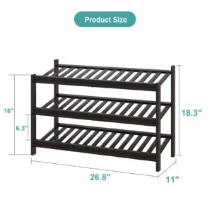 viewcare Shoe Rack for Entryway, 3-Tier Bamboo Wood Shoe Rack for Closet, Tilting | Foldable | Natural, Shoe Organizer for Hallway Closet, Free Standing Shoe Racks for Indoor & Outdoor