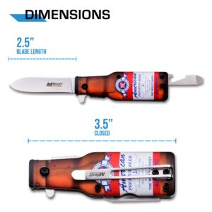 MTECH USA – Spring Assisted Folding Knife – Stands Upright – American Beer Knife - Stainless Steel Blade w/ABS Handle Shaped Like a Bottle, Bottle Opener, Screwdriver, Pocket Clip - EDC – MT-A1195A