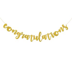 halawawa gold glitter congratulations banner, congrats graduation/wedding/anniversary/bridal shower/engagement/retirement party decorations, ceremony party supplies