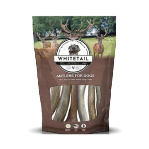 WhiteTail Naturals - Sun Aged Deer Antler Dog Chews (3 Pack Small) Economy Grade Natural Dog Bone Chews -