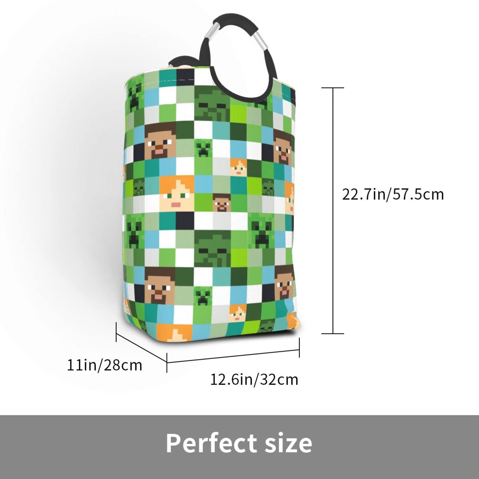 Bukoigo Video Game Mosaic Background Large Laundry Hamper Waterproof Durable Dirty Clothes Storage Baskets Washing Bag for Home Dorm 50L