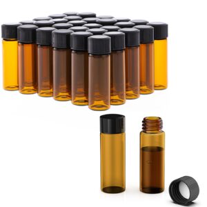 four e's scientific 100 pack 4ml sample vials, 1 dram amber glass vials with black pp screw caps, liquid storage glass thread bottles, for lab, essential oil, perfume, reagents