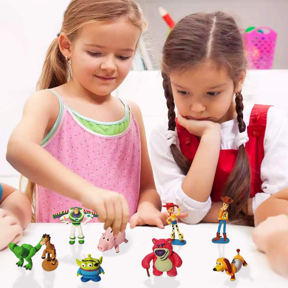 Pantyshka Story Cake Toppers – Pack of 9 Figurines – Premium Quality Birthday Party Favors Including Woody, Buzz Lightyear, Jessie, Lotso, Bullseye, Rex, Alien, Slinky, Hamm