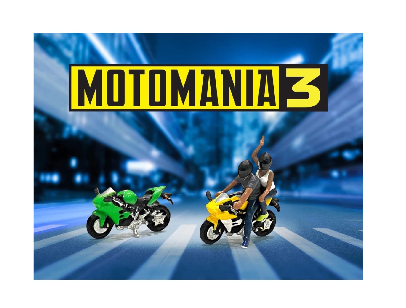 American Diorama Motomania 3" 1:64 Metal Figures Set AD-76499 (2 Figures + 2 Motorcycles)