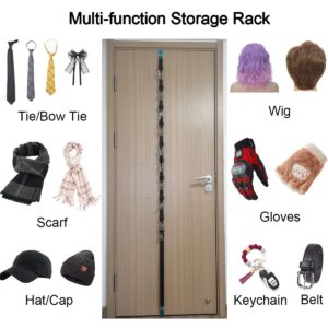 ROTOPATA Over the Door Cap Organizer, Hat Rack for Door Hold up to 20 Baseball Cap, Over Door Adjustable Hat Storage Straps with 20 Clip (Black)