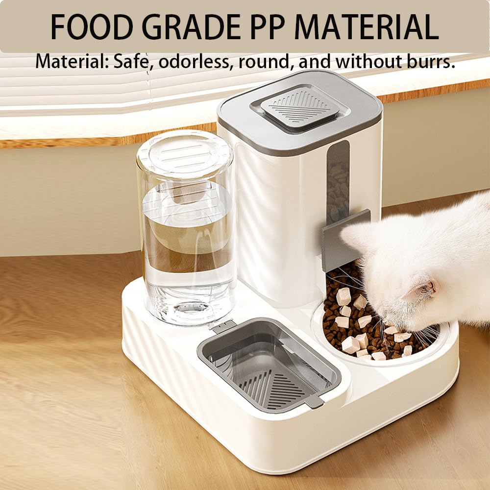 Automatic Cat Feeder with Food Dispener and Water Dispener,Big Capacity Gravity Automatic Pet Feeding & Watering Dispenser Supplies for Small Dog and All Types of Cats.