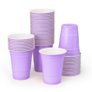 xo, fetti party decorations lavender plastic cups - 50 purple matte 16 oz disposable cups | bachelorette party, birthday party, party favors, baby shower supplies