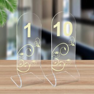 table numbers 1-10 gold numbers on l shape transparent acrylic wedding table numbers