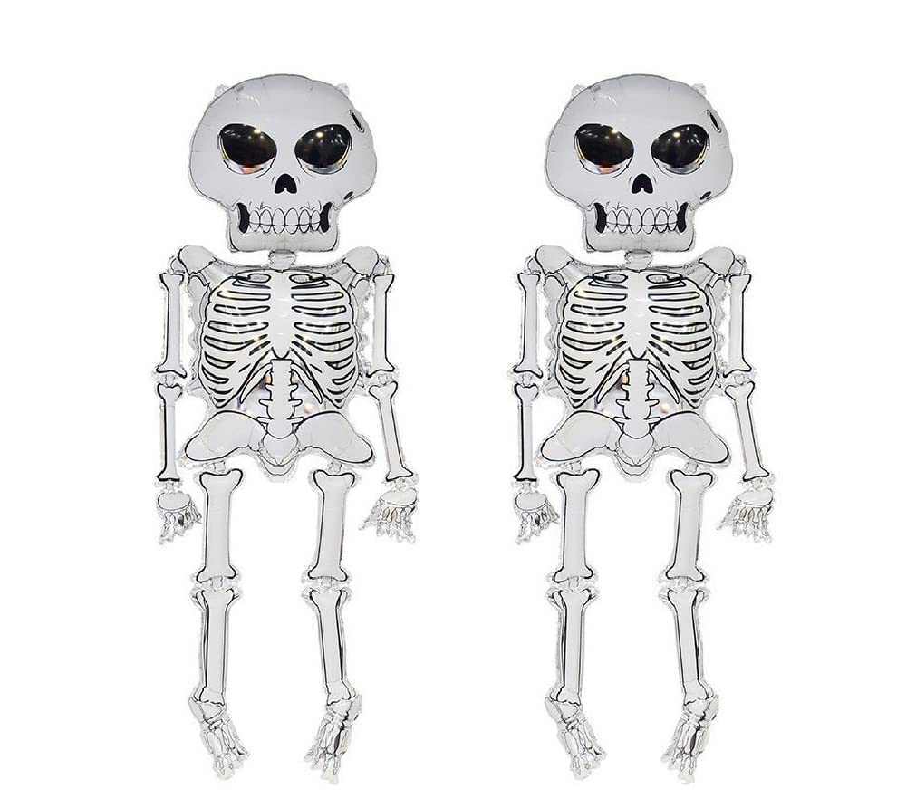 62.2" Skeleton Halloween Helium Balloons - Jumbo Skull Foil Balloon for Spooky Halloween Decoration Party Supplier 2pcs