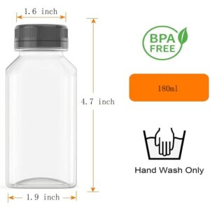 Goiio 5 Pcs 6 Ounce Plastic Juice Bottles, Clear Bulk Beverage Containers, for Smoothies, Juice Milk and Homemade Beverages