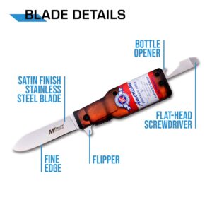 MTECH USA – Spring Assisted Folding Knife – Stands Upright – American Beer Knife - Stainless Steel Blade w/ABS Handle Shaped Like a Bottle, Bottle Opener, Screwdriver, Pocket Clip - EDC – MT-A1195A