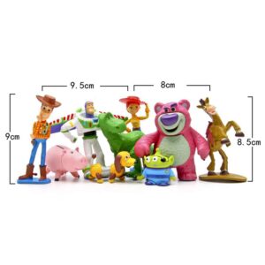 Pantyshka Story Cake Toppers – Pack of 9 Figurines – Premium Quality Birthday Party Favors Including Woody, Buzz Lightyear, Jessie, Lotso, Bullseye, Rex, Alien, Slinky, Hamm