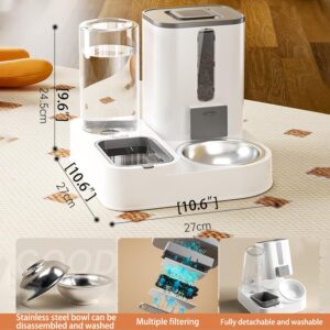 Automatic Cat Feeder with Food Dispener and Water Dispener,Big Capacity Gravity Automatic Pet Feeding & Watering Dispenser Supplies for Small Dog and All Types of Cats.