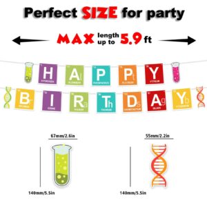 Science Happy Birthday Banner Backdrop Periodic Table Chemistry Theme Decorations Decor for School Science Laboratory Lab Science Classroom Boy Girl Kid Birthday Party Baby Shower Supplies Background