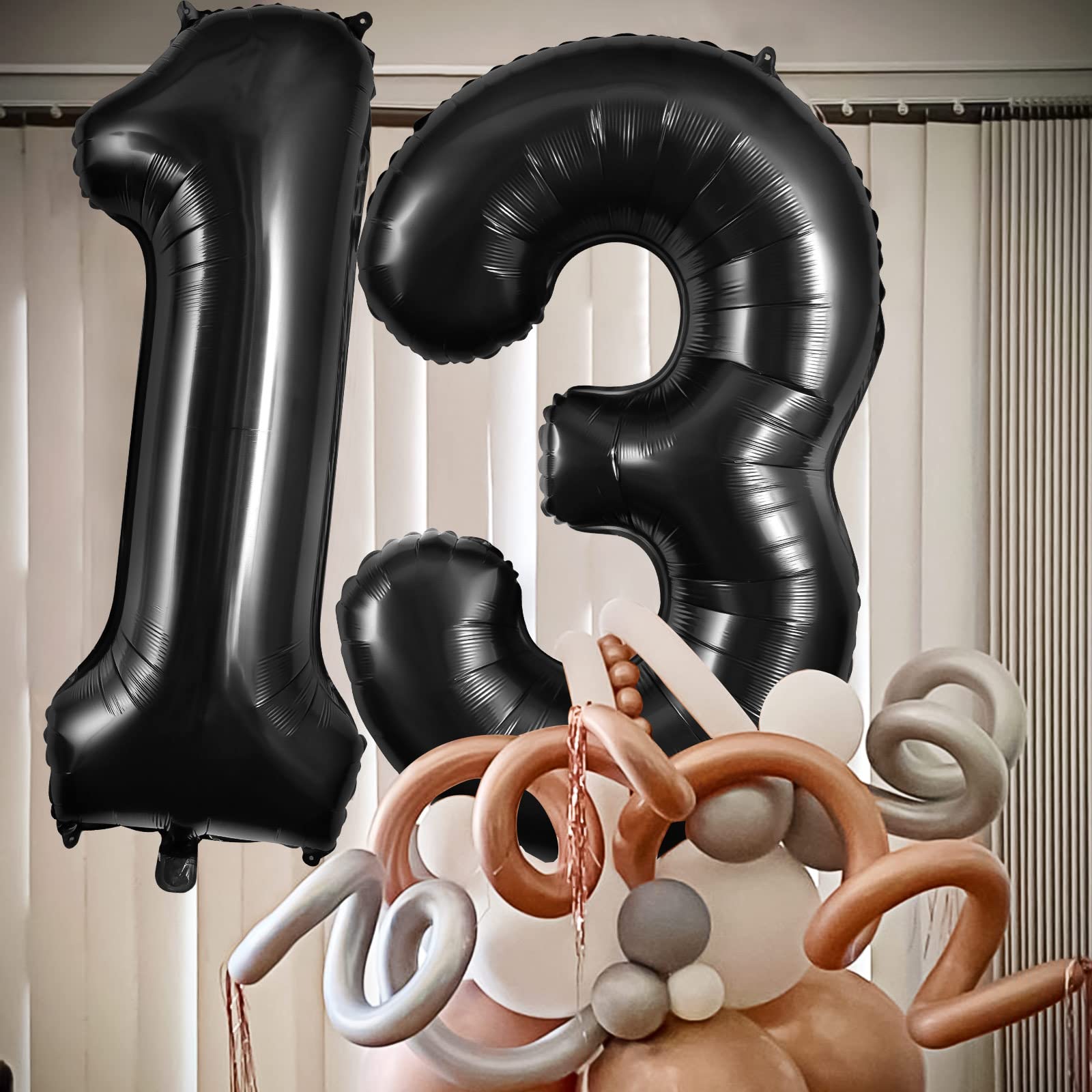 Black 13 Balloon Numbers, Large 13 or 31 Foil Balloons, Big Number Balloons 40 Inch for 13th / 31st Birthday Party and Anniversary Events Decorations