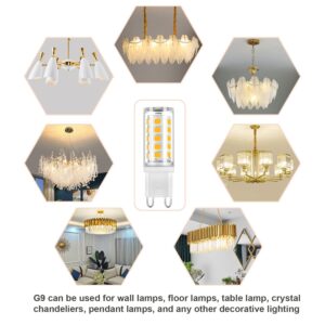 ATA 6 Pack G9 LED Bulb T4 Chandelier Light Bulbs 4W Natural White 6000K, (40W Halogen Replacement) G9 Bi Pin Ceramic Base, 120V AC 360°Beam Angle 450LM for, Barthroom Lamp, Crystal Wall Lamp