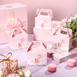 36 Pieces Bear Baby Shower Party Favor Boxes Cute Bear Treat Boxes Paper Candy Cookies Box Decoration for Baby Shower Party Supplies Gender Reveal Bear Themed Birthday Party Decor (Pink)