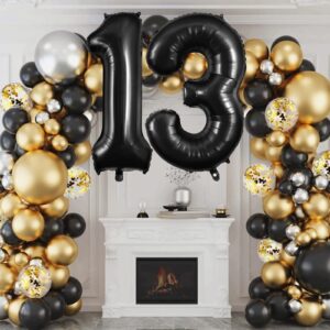 Black 13 Balloon Numbers, Large 13 or 31 Foil Balloons, Big Number Balloons 40 Inch for 13th / 31st Birthday Party and Anniversary Events Decorations