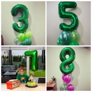 Number 10 Dark Green Balloons 40 Inch Giant Green 10 Numer Foil Helium Balloons for 10th Green Birthday Party Supplies 10th Anniversary Events Decorations