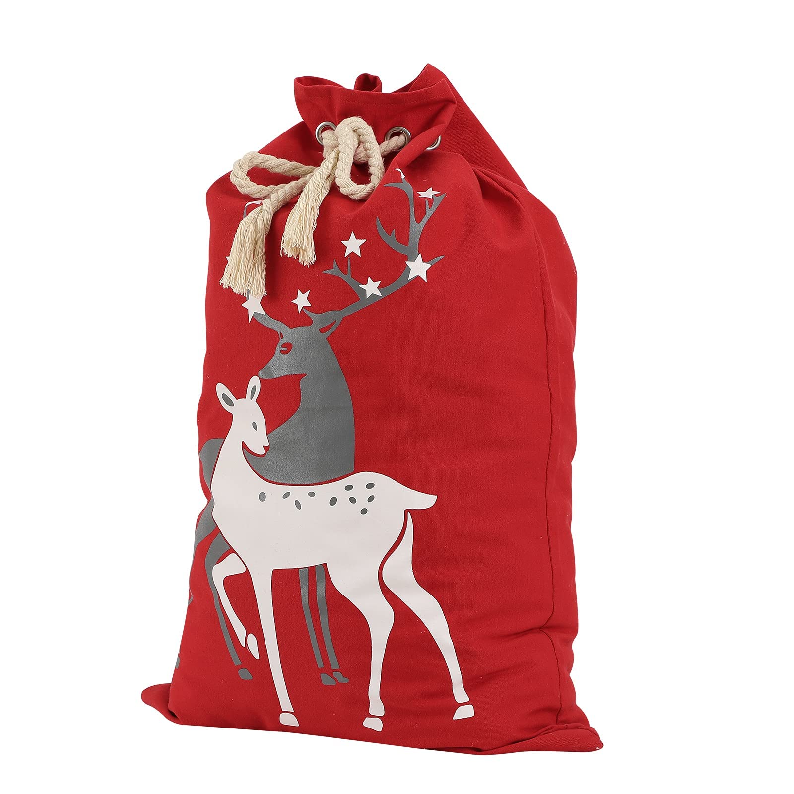 THOVSMOON Christmas Bag Santa Sack with Drawstring Reindeer Red Delivery Design Gift Bag Xmas Presents Large Size 19.5"x27.5"（Red Reindeer）