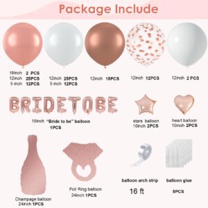 Janinus Bride To Be Balloons Garland Rose Gold Bachelorette Party Decorations Kit Bridal Shower Balloons Arch Kit With Champagne Bottle Balloon And Ring Balloon For Bridal Rose Gold Party Decorations