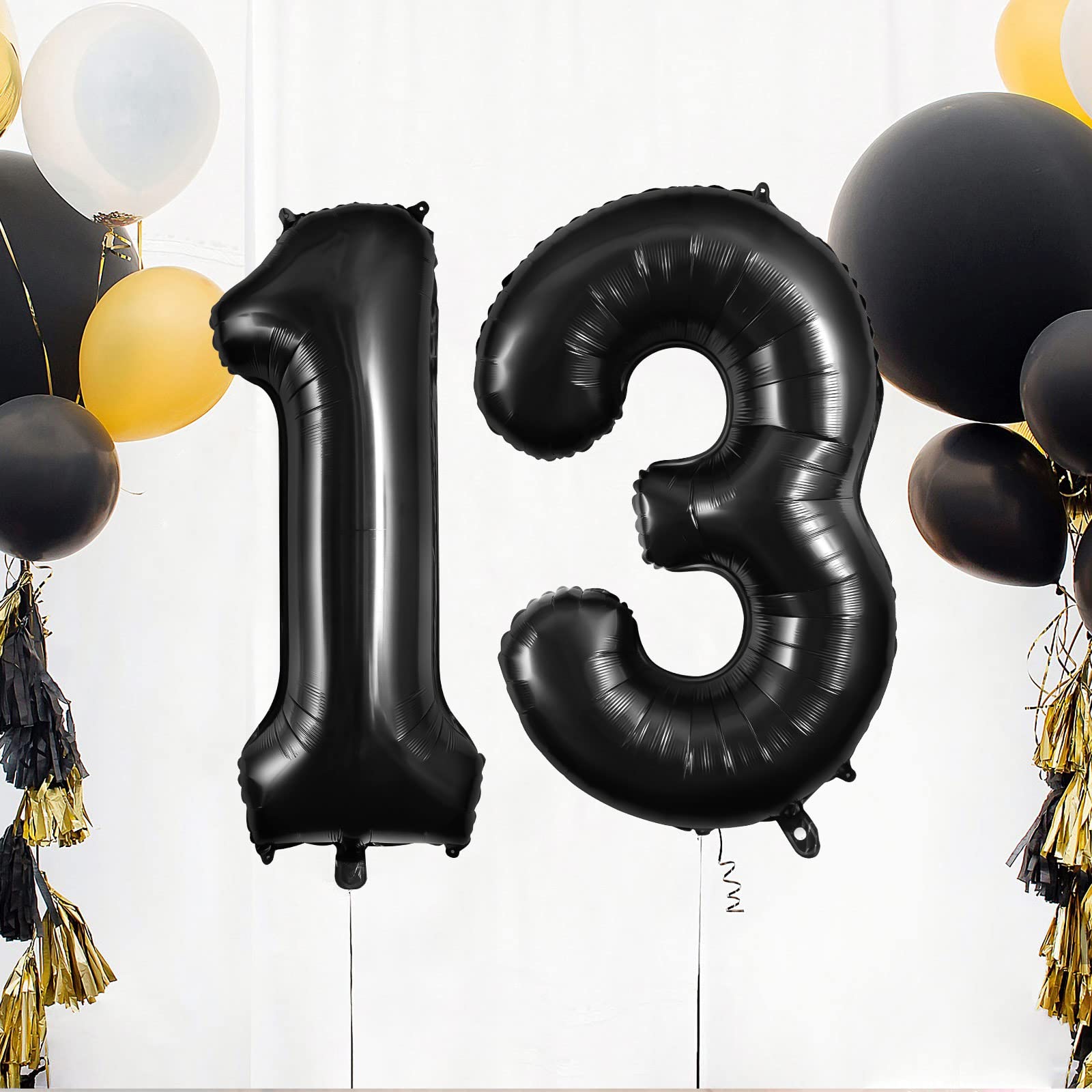 Black 13 Balloon Numbers, Large 13 or 31 Foil Balloons, Big Number Balloons 40 Inch for 13th / 31st Birthday Party and Anniversary Events Decorations