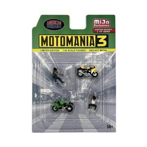 American Diorama Motomania 3" 1:64 Metal Figures Set AD-76499 (2 Figures + 2 Motorcycles)