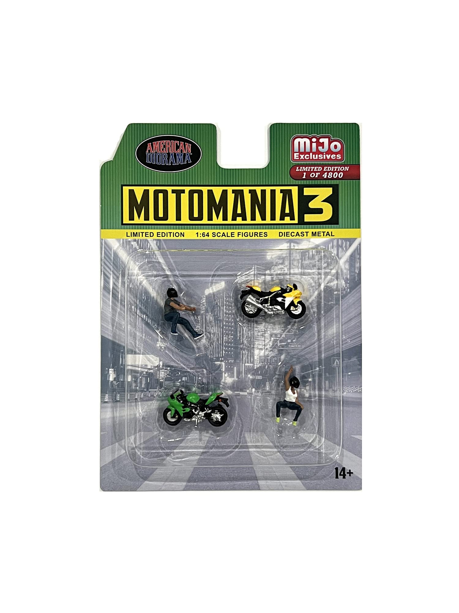 American Diorama Motomania 3" 1:64 Metal Figures Set AD-76499 (2 Figures + 2 Motorcycles)