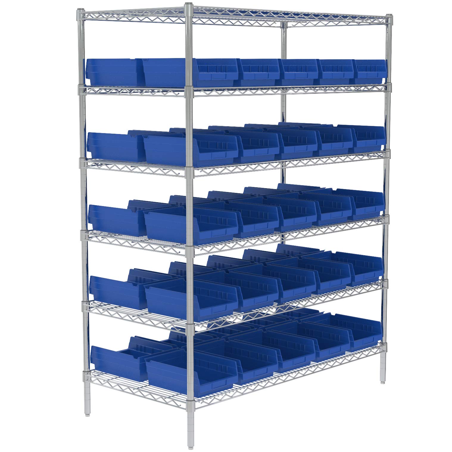 Akro-Mils 30150 Plastic Nesting Shelf Bin Box, (12-Inch x 8-Inch x 4-Inch), Blue, (12-Pack) & 30120 Plastic Nesting Shelf Bin Box, (12-Inch x 4-Inch x 4-Inch), Blue, (24-Pack)